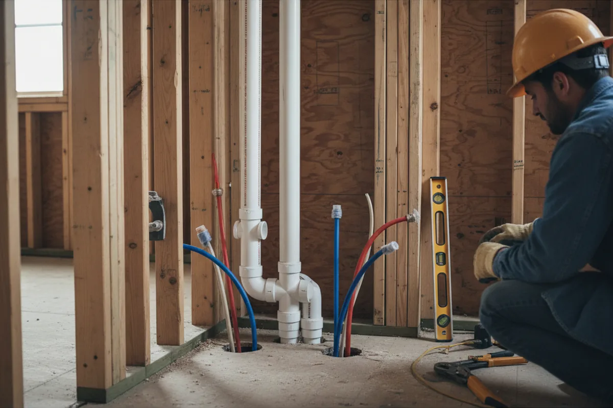 Drain and supply rough-in during Garbage Disposal Repair in Raritan